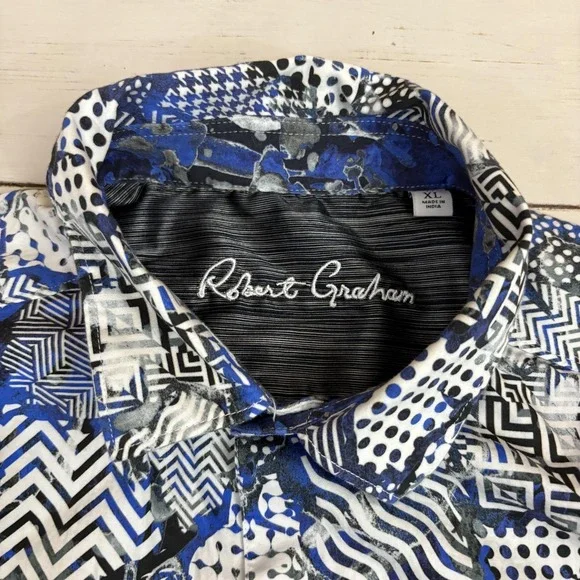 Robert Graham Short Sleeve Shirt Mens XL Abstract Geometric Print - Picture 2 of 5